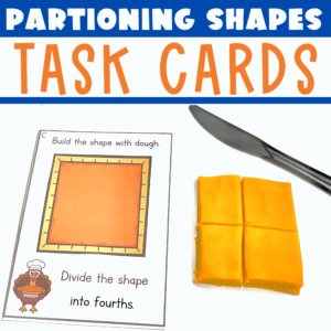 Practice the beginning fraction skill of partitioning shapes with this fun Thanksgiving activity perfect for first grade.