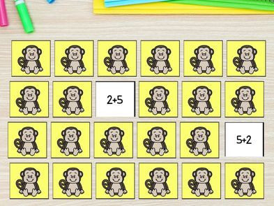 Practice the commutative property of addition with this memory game.