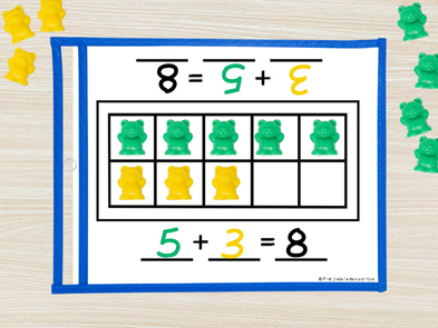 Use a ten frame and a write and wipe pocket to practice the commutative property.