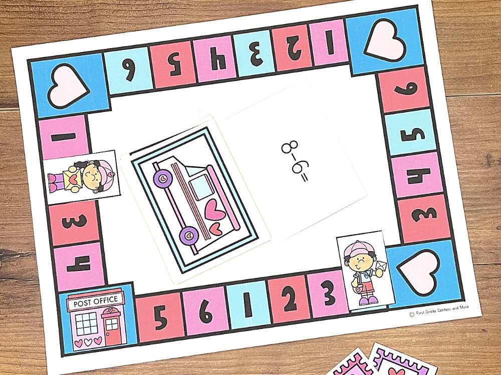 Review subtraction facts to 15 with this partner game.