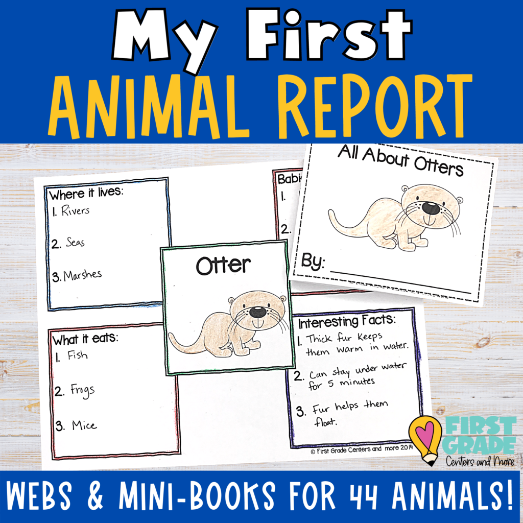 My first animal report includes webs and mini books to research 44 animals.