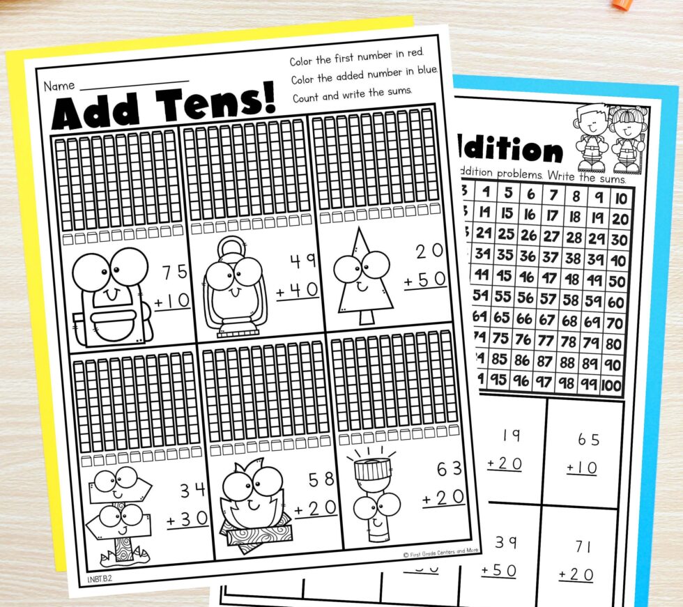 2 Digit Addition With No Regrouping - First Grade Centers and More