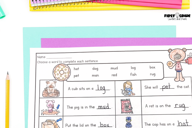 Fill in the blank activities for learning to read.