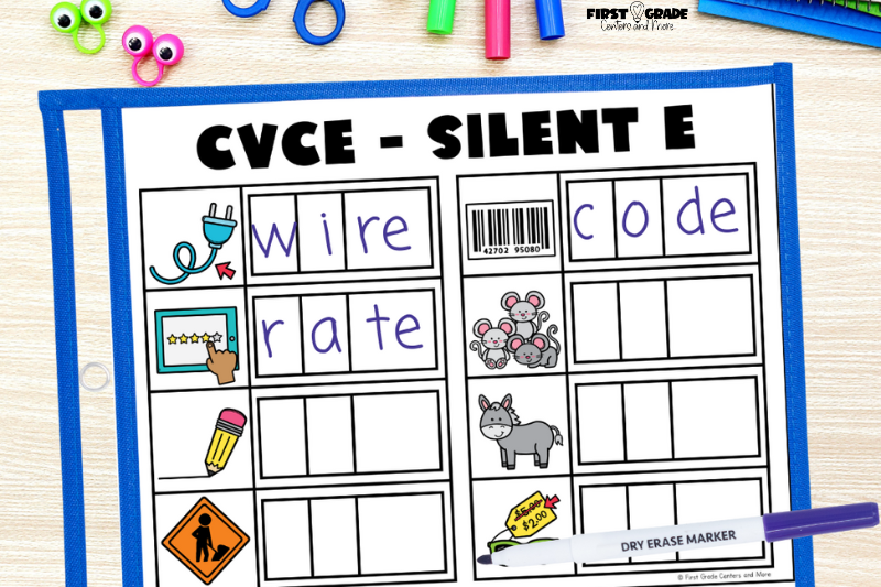 Magic E Write and Wipe Activity for Centers