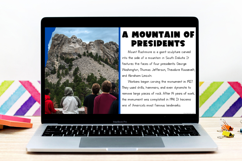 History of Mount Rushmore PowerPoint for First Graders
