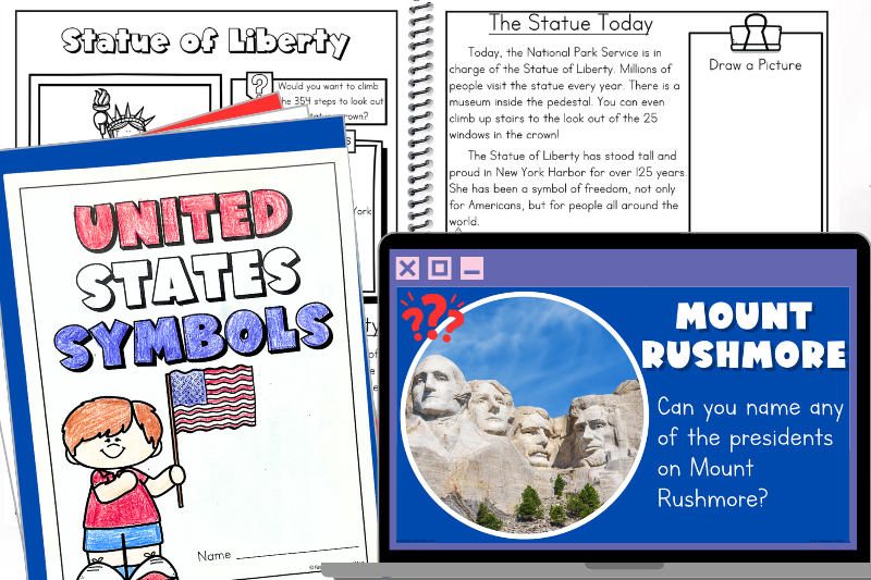 US Symbols PowerPoint and Student Book for 1st Grade